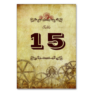 Faux Antique Gold Victorian Steampunk Wedding Table Number