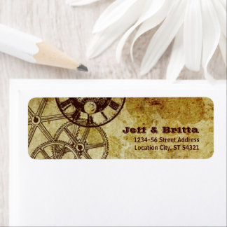 Faux Antique Gold Victorian Steampunk Wedding v2 Label