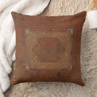 Faux Antique Leather Throw Pillow
