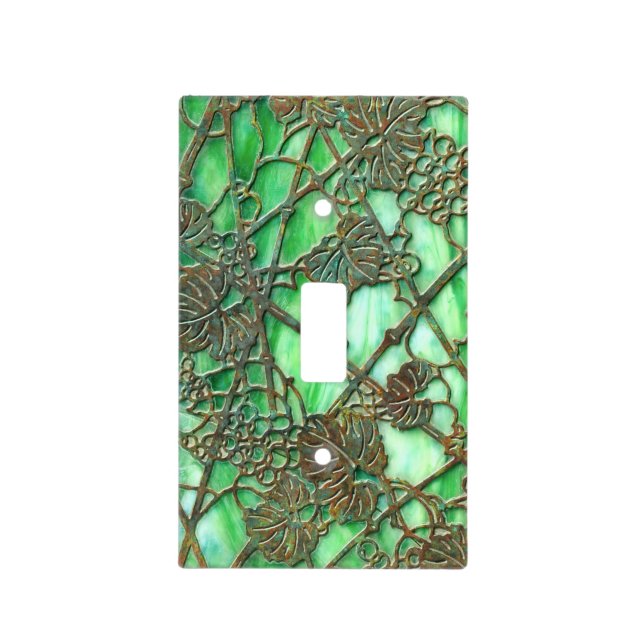 Faux Antique Stained Glass Grapevine Light Switch Cover (Front)