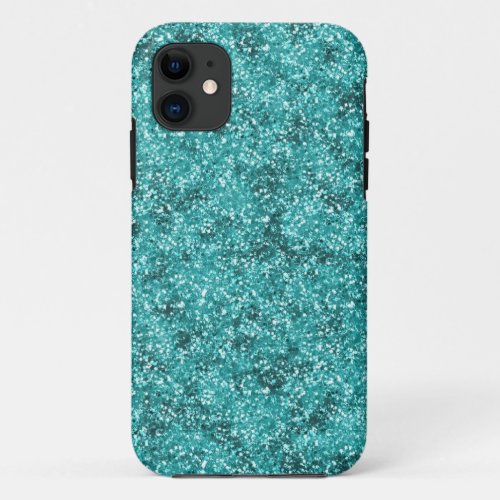 Faux Aqua Blue Glitter iPhone 11 Case