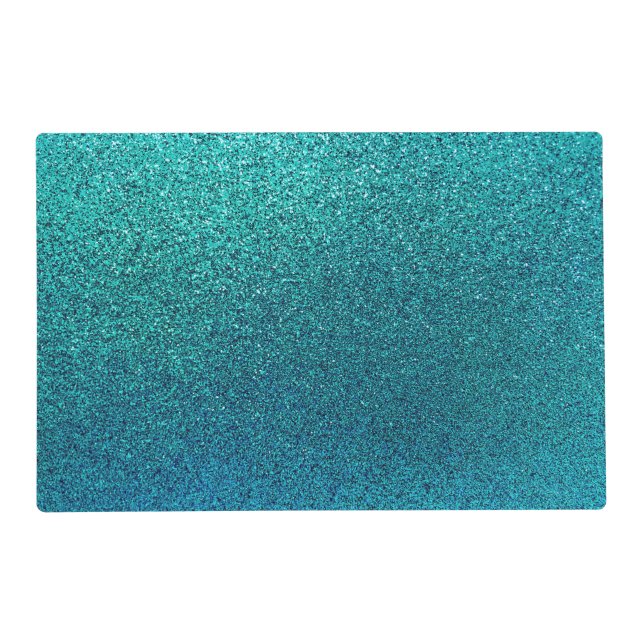 Faux Aqua Teal Turquoise Blue Glitter Background Placemat (Front)