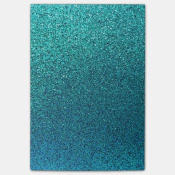 Faux Aqua Teal Turquoise Blue Glitter Background Post-it Notes by ZZ_Templates at Zazzle