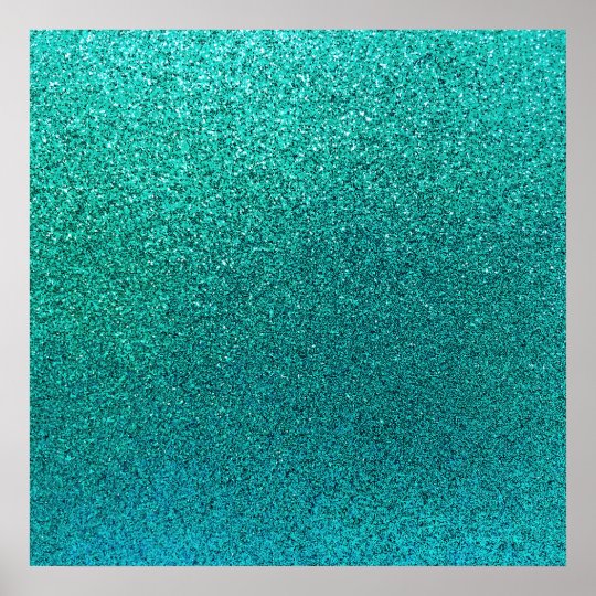 Faux Aqua Teal Turquoise Blue Glitter Background Poster | Zazzle.com