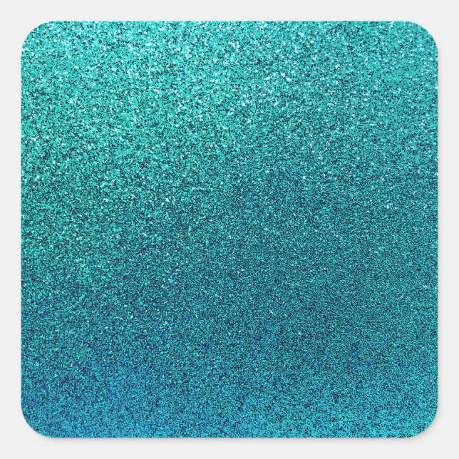 Faux Aqua Teal Turquoise Blue Glitter Background Square Sticker Zazzle