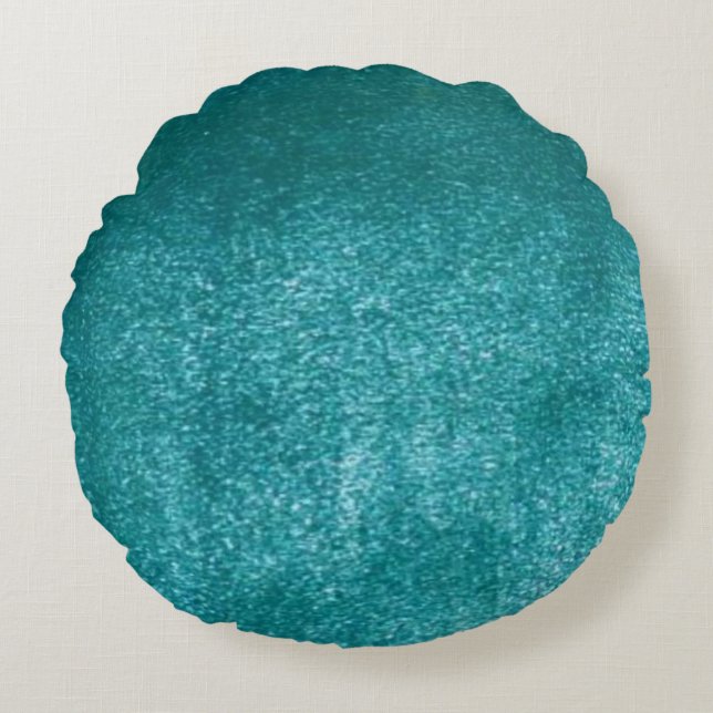 Faux Aqua Velvet illustion Round Pillow (Front)