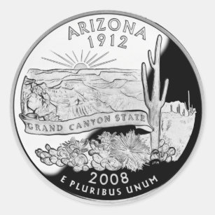 Faux Arizona State Quarter Grand Canyon State Classic Round Sticker
