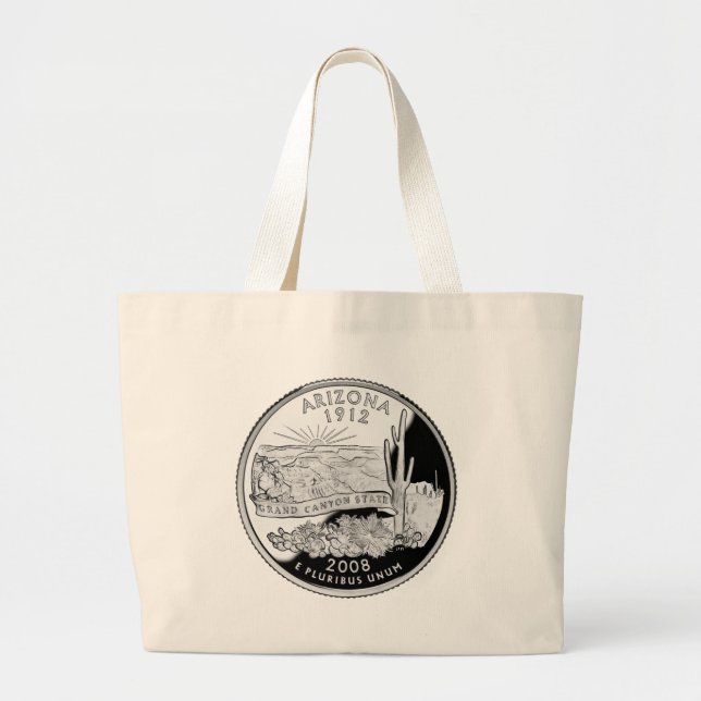 Faux Arizona State Quarter Grand Canyon State Large Tote Bag (Front)