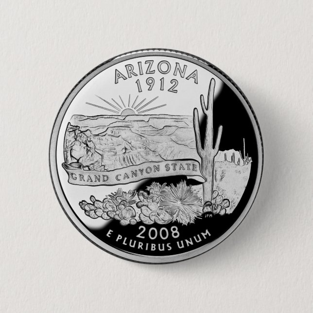 Faux Arizona State Quarter Grand Canyon State Pinback Button (Front)