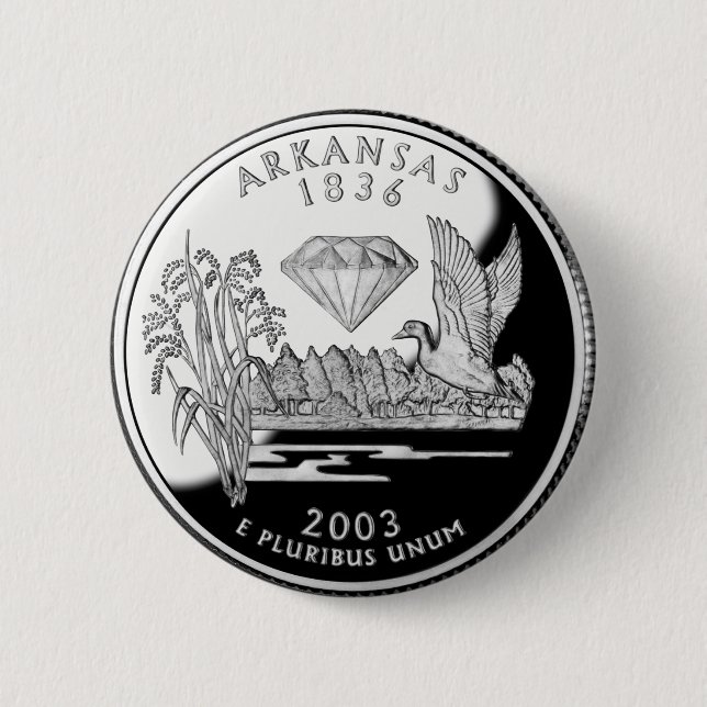 Faux Arkansas State Quarter Crater of Diamonds Pinback Button (Front)