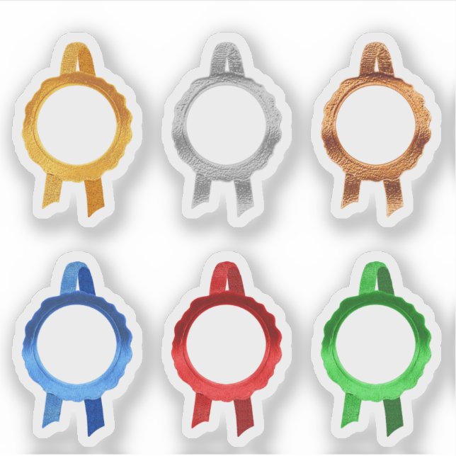 Faux Award/Certificate Seal Ribbons (6ClrHollow) Sticker (Front)