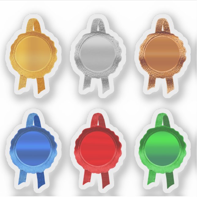 Faux Award/Certificate Seal Ribbons (6ClrsPlain) Sticker (Front)