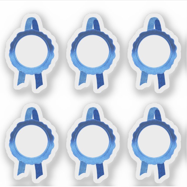 Faux Award/Certificate Seal Ribbons (Blue Hollow) Sticker (Front)