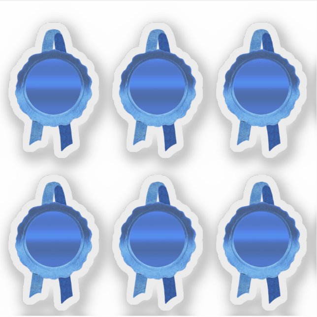 Faux Award/Certificate Seal Ribbons (Blue Plain) Sticker (Front)