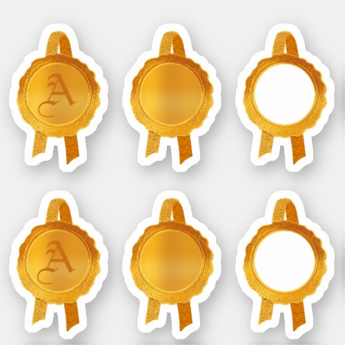 Faux AwardCertificate Seal Ribbons Gold Assort Sticker