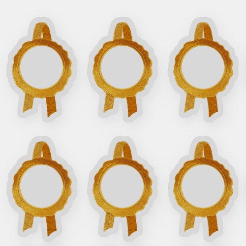 Faux AwardCertificate Seal Ribbons Gold Hollow Sticker