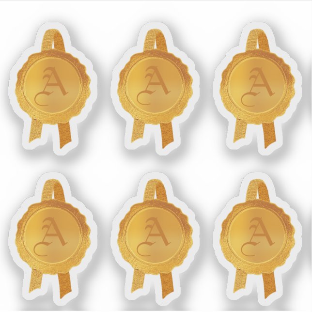 Faux Award/Certificate Seal Ribbons (Gold Initial) Sticker (Front)