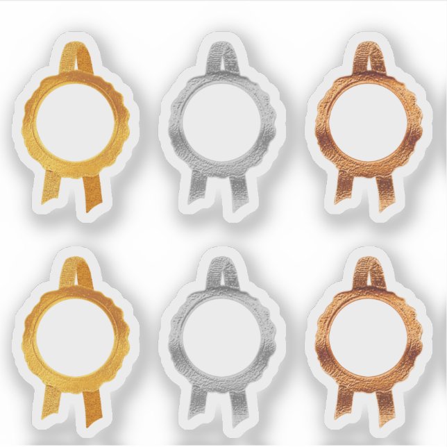 Faux Award/Certificate Seal Ribbons (Hollow/Metal) Sticker (Front)
