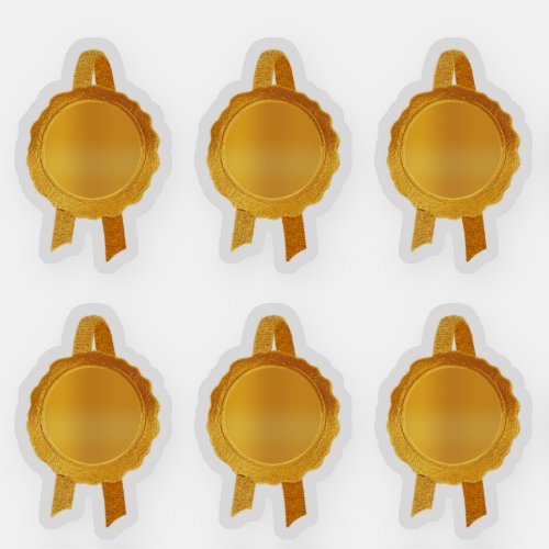 Faux AwardCertificate Seal Ribbons Plain Gold Sticker