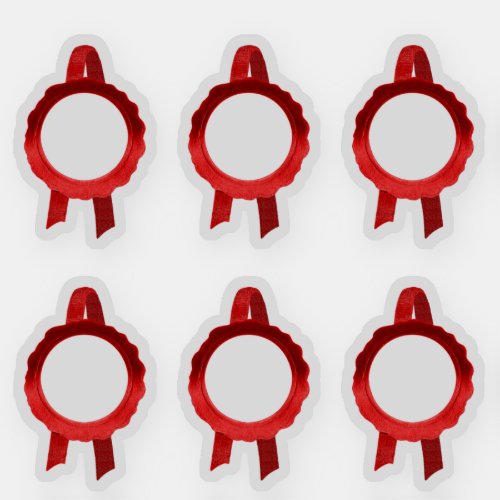 Faux AwardCertificate Seal Ribbons Red Hollow Sticker