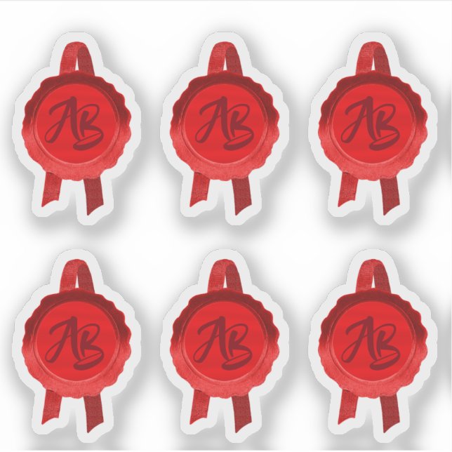 Faux Award/Certificate Seal Ribbons (Red Initials) Sticker (Front)