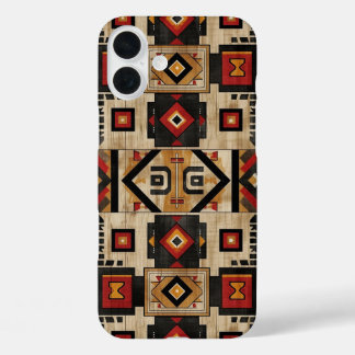 Faux Aztec wood grain iPhone 16 Plus Case