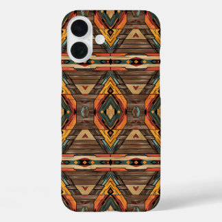 Faux Aztec wood grain iPhone 16 Plus Case