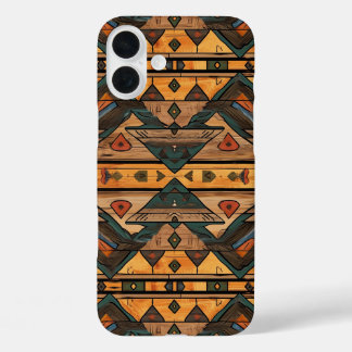 Faux Aztec wood grain iPhone 16 Plus Case