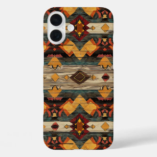 Faux Aztec wood grain iPhone 16 Plus Case
