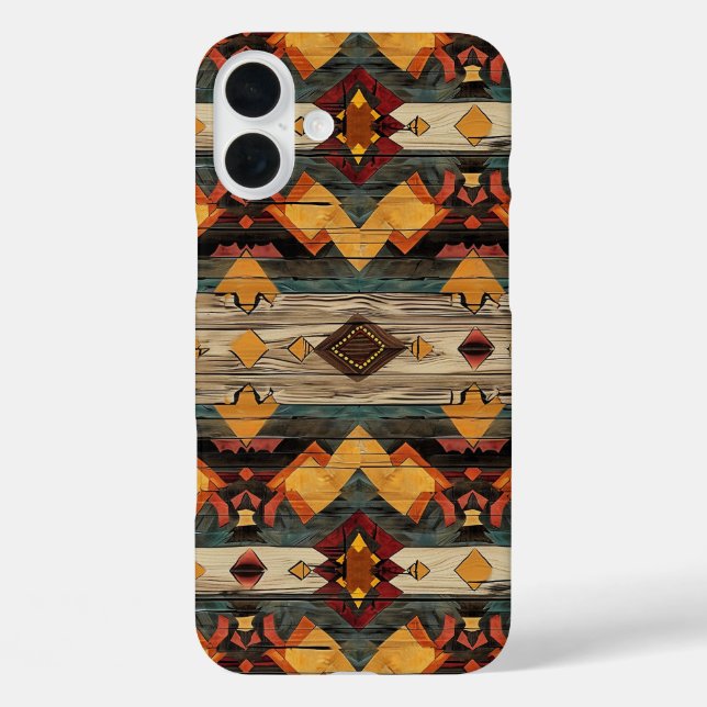 Faux Aztec wood grain  Case-Mate iPhone Case (Back)