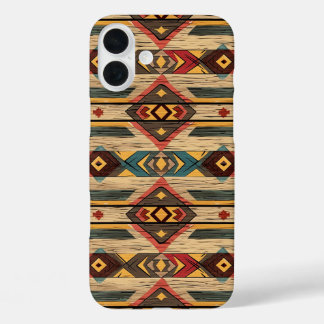 Faux Aztec wood grain iPhone 16 Plus Case