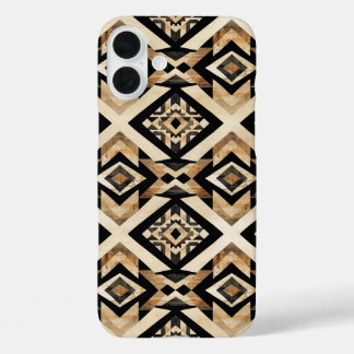 Faux Aztec wood grain iPhone 16 Plus Case