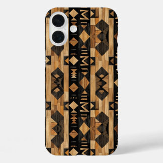 Faux Aztec wood grain iPhone 16 Plus Case