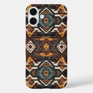 Faux Aztec wood grain iPhone sixteen Plus Case