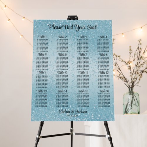 Faux Baby Blue Glitter  Foam Board