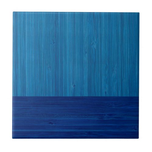 Faux Bamboo Border Wood Grain in Cobalt Blue Ceramic Tile