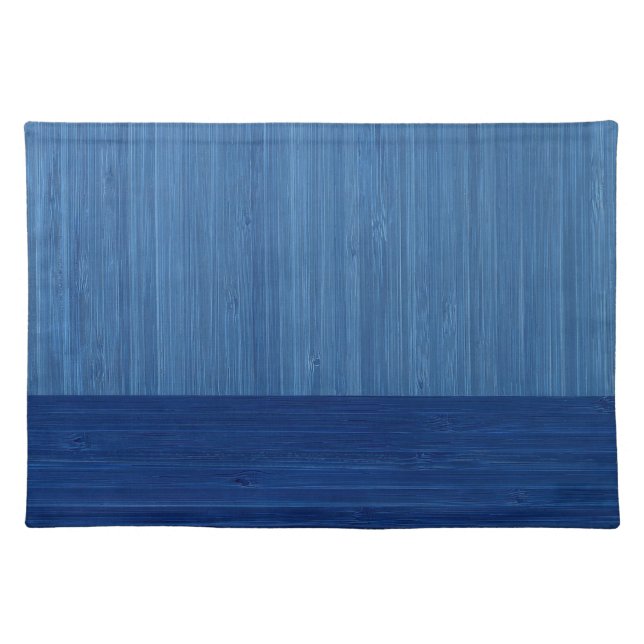 Faux Bamboo Border Wood Grain in Cobalt Blue Cloth Placemat (Front)