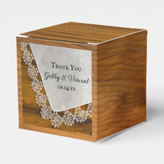 Faux Barn Wood Country Lace Rustic Wedding Favor Boxes