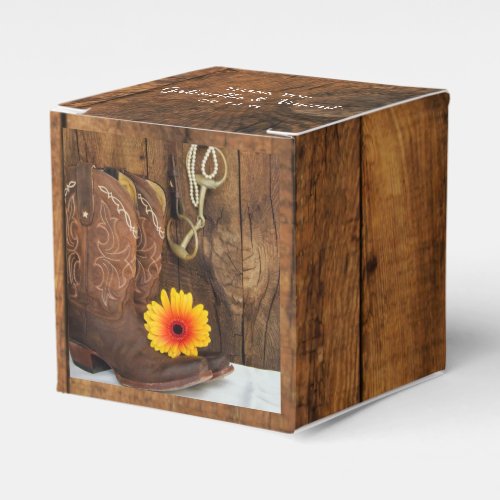 Faux Barn Wood Cowboy Boot Daisy Horse Bit Wedding Favor Boxes