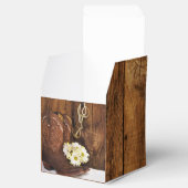 Faux Barn Wood Cowboy Boots Daisies Horse Wedding Favor Boxes (Opened)
