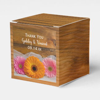 Faux Barn Wood Daisy Trio Barn Wedding Favor Boxes