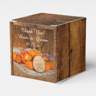 Faux Barn Wood Rustic Pumpkins Fall Barn Wedding Favor Box