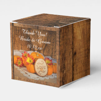 Faux Barn Wood Rustic Pumpkins Fall Wedding Favor Box