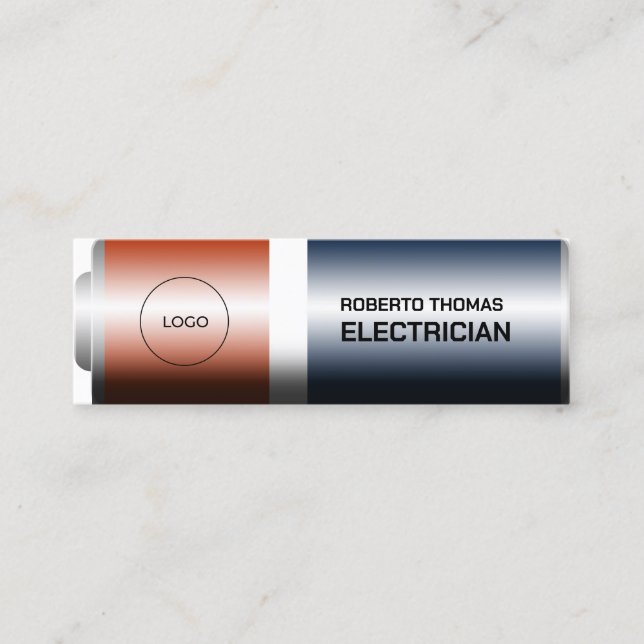 Faux battery looks  mini business card (Front)