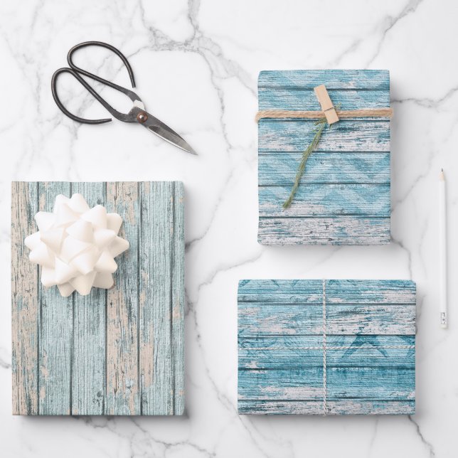 faux beach wood party Wrapping Paper Sheets (Front)