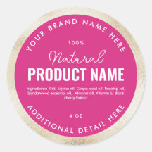 Faux Beige Foil Product Round Label