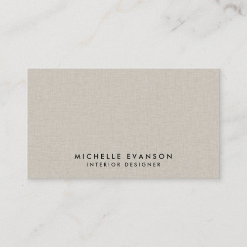 Faux Beige Linen Elegant Luxe Professional Business Card
