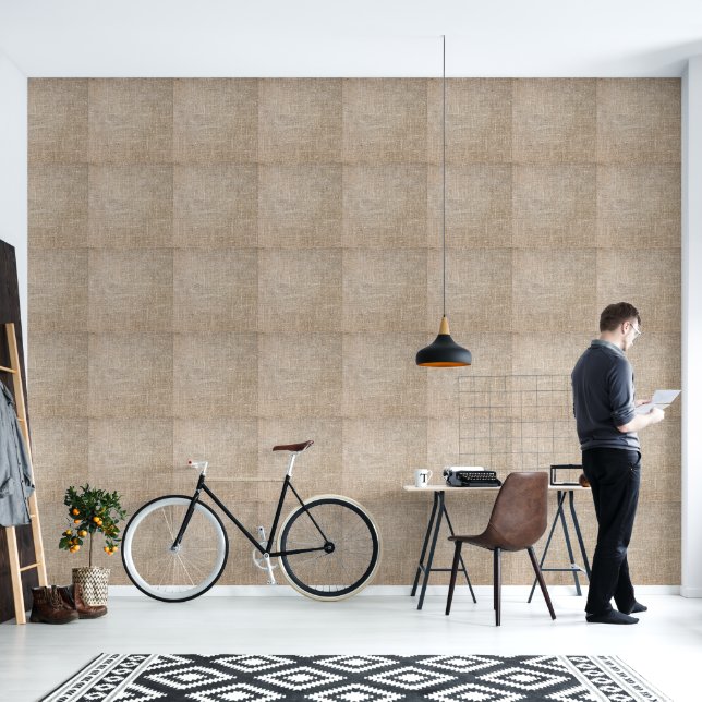 Faux Beige Weave Appearance Wallpaper (Living Room)