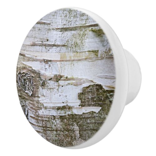 Faux Birch Tree Bark Texture Look Pattern Ceramic Knob