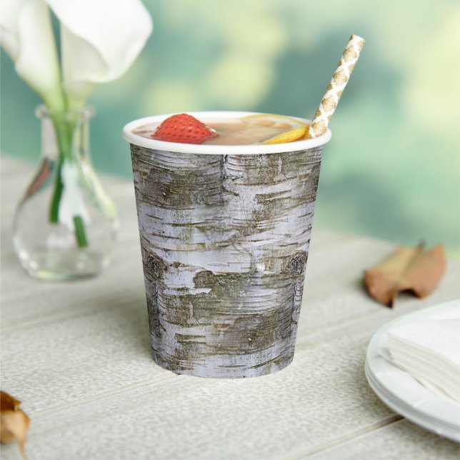 Faux Birch Tree Bark Texture Look Pattern Paper Cu Cups (Insitu)